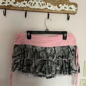 ROMWE camo Pink and Gray Skirt